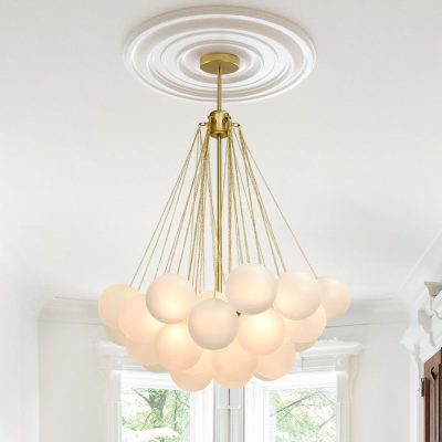 chandeliersi modern cluster frosted bubble chandelier chandelier 37 bubbles gold 11